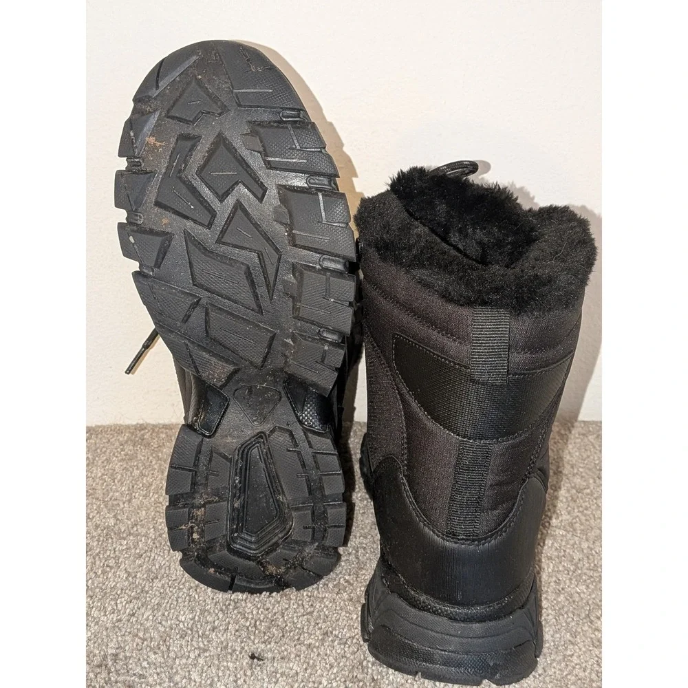 Shulook Mens Waterproof Snow Boots Black Faux Fur Lined Insulated Winter‎  9.5